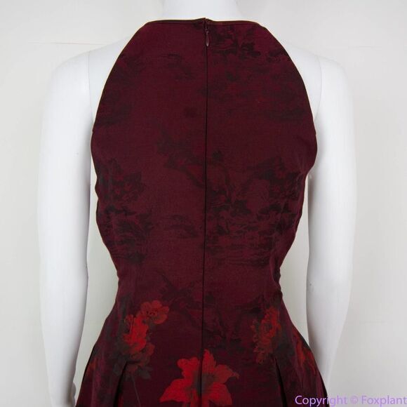NEW White House Black Market Red Floral-Jacquard‎ Fit-And-Flare Dress - Picture 7 of 16